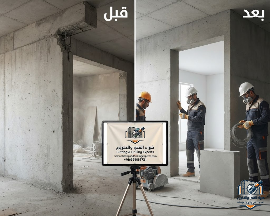 خدمات قص الخرسانة للمنازل بالطائف لتنفيذ فتحات الأبواب والنوافذ وفتحات التكييف بدون تكسير أو تشققات